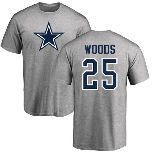 Men Dallas Cowboys Ash Xavier Woods Name and Number Logo #25 Nike NFL T Shirt